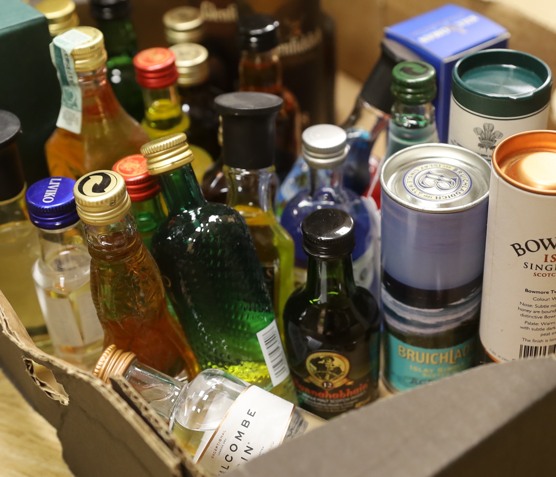 A collection of miniature spirit bottles